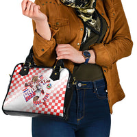 Personalized Croatia Soccer 2026 Shoulder Handbag Funa Zlatica Football Mascot - Sahovnica Croatian Checkerboard