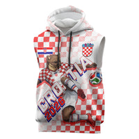 Personalized Croatia Soccer 2026 Sleeveless Hoodie Funa Zlatica Football Mascot - Sahovnica Croatian Checkerboard