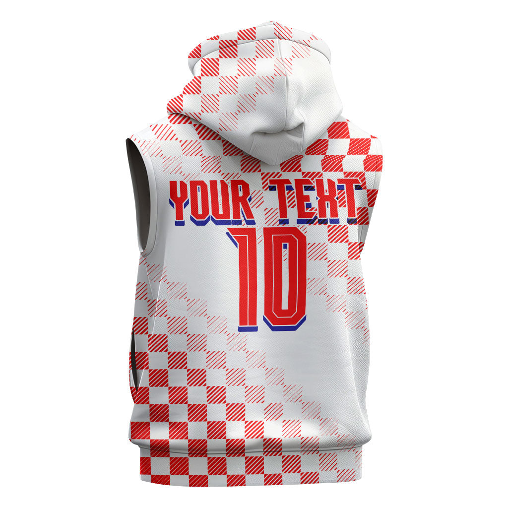 Personalized Croatia Soccer 2026 Sleeveless Hoodie Funa Zlatica Football Mascot - Sahovnica Croatian Checkerboard