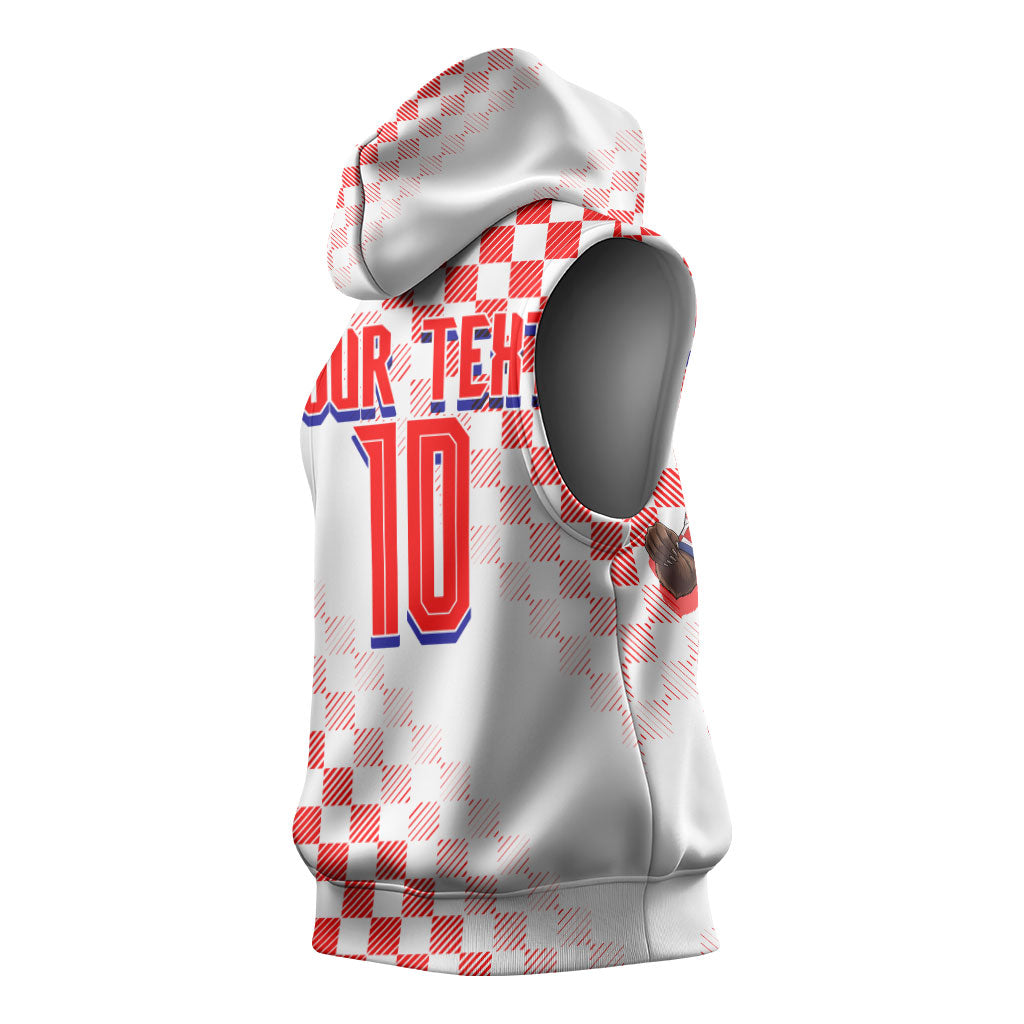 Personalized Croatia Soccer 2026 Sleeveless Hoodie Funa Zlatica Football Mascot - Sahovnica Croatian Checkerboard