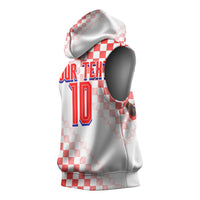 Personalized Croatia Soccer 2026 Sleeveless Hoodie Funa Zlatica Football Mascot - Sahovnica Croatian Checkerboard