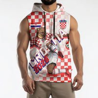Personalized Croatia Soccer 2026 Sleeveless Hoodie Funa Zlatica Football Mascot - Sahovnica Croatian Checkerboard