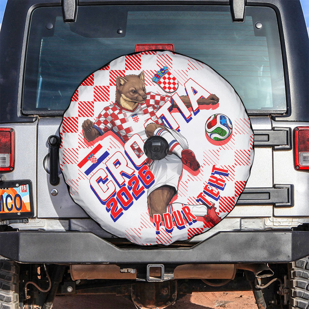 Personalized Croatia Soccer 2026 Spare Tire Cover Funa Zlatica Football Mascot - Sahovnica Croatian Checkerboard