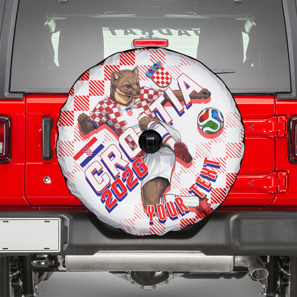 Personalized Croatia Soccer 2026 Spare Tire Cover Funa Zlatica Football Mascot - Sahovnica Croatian Checkerboard