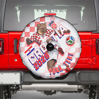 Personalized Croatia Soccer 2026 Spare Tire Cover Funa Zlatica Football Mascot - Sahovnica Croatian Checkerboard