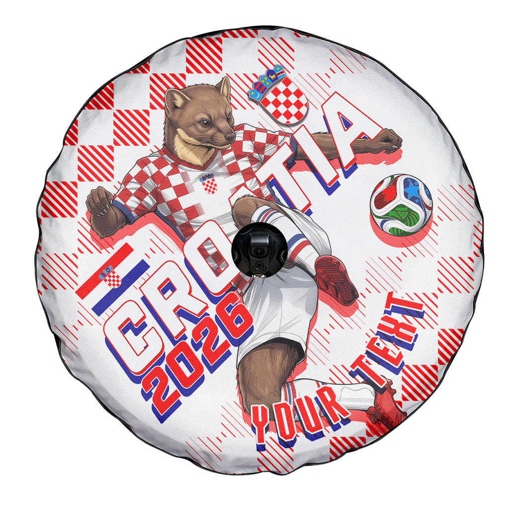 Personalized Croatia Soccer 2026 Spare Tire Cover Funa Zlatica Football Mascot - Sahovnica Croatian Checkerboard