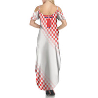 Personalized Croatia Soccer 2026 Summer Maxi Dress Funa Zlatica Football Mascot - Sahovnica Croatian Checkerboard