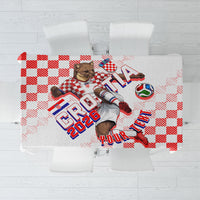 Personalized Croatia Soccer 2026 Tablecloth Funa Zlatica Football Mascot - Sahovnica Croatian Checkerboard