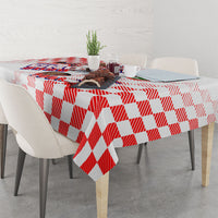 Personalized Croatia Soccer 2026 Tablecloth Funa Zlatica Football Mascot - Sahovnica Croatian Checkerboard