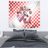 Personalized Croatia Soccer 2026 Tapestry Funa Zlatica Football Mascot - Sahovnica Croatian Checkerboard