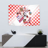 Personalized Croatia Soccer 2026 Tapestry Funa Zlatica Football Mascot - Sahovnica Croatian Checkerboard