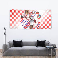 Personalized Croatia Soccer 2026 Tapestry Funa Zlatica Football Mascot - Sahovnica Croatian Checkerboard