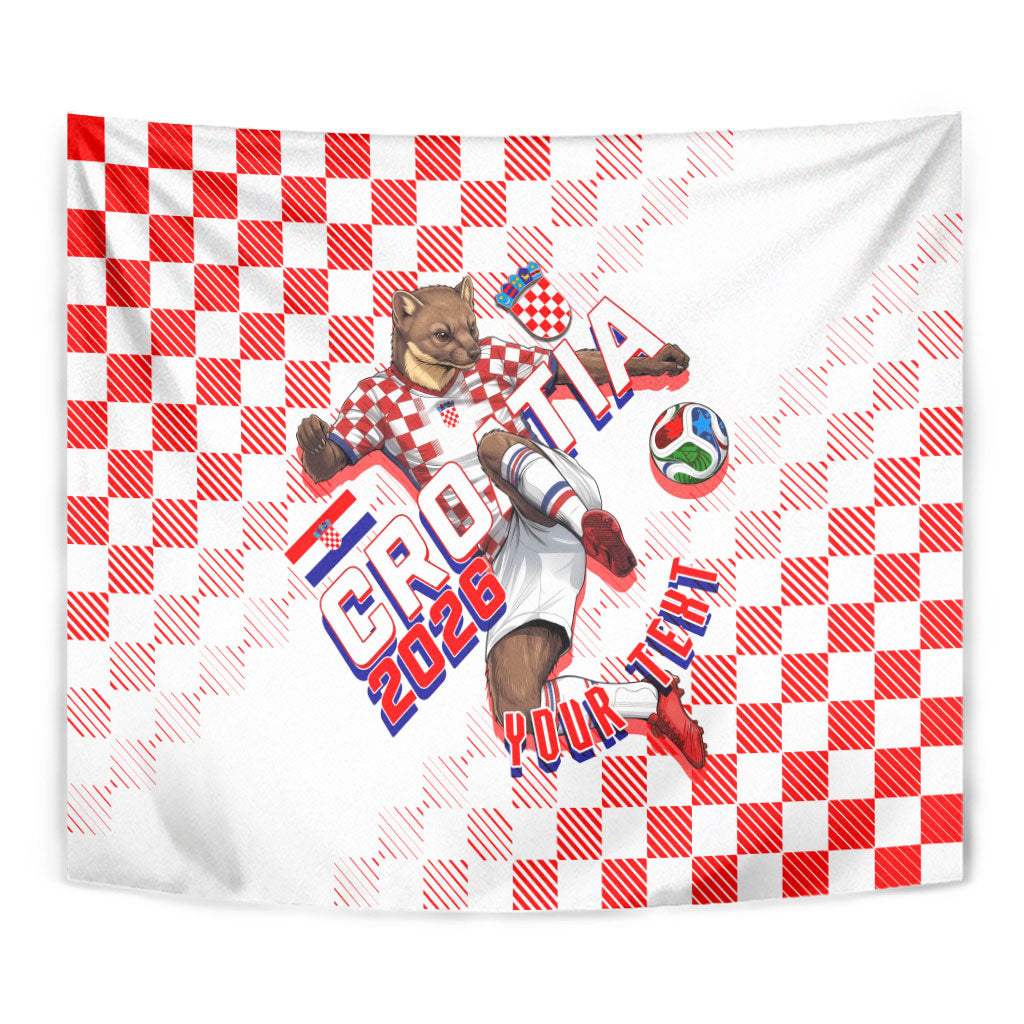 Personalized Croatia Soccer 2026 Tapestry Funa Zlatica Football Mascot - Sahovnica Croatian Checkerboard