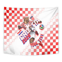 Personalized Croatia Soccer 2026 Tapestry Funa Zlatica Football Mascot - Sahovnica Croatian Checkerboard