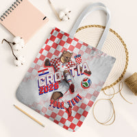 Personalized Croatia Soccer 2026 Tote Bag Funa Zlatica Football Mascot - Sahovnica Croatian Checkerboard