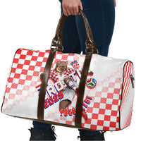 Personalized Croatia Soccer 2026 Travel Bag Funa Zlatica Football Mascot - Sahovnica Croatian Checkerboard