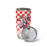 Personalized Croatia Soccer 2026 Tumbler Cup Funa Zlatica Football Mascot - Sahovnica Croatian Checkerboard