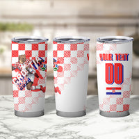 Personalized Croatia Soccer 2026 Tumbler Cup Funa Zlatica Football Mascot - Sahovnica Croatian Checkerboard