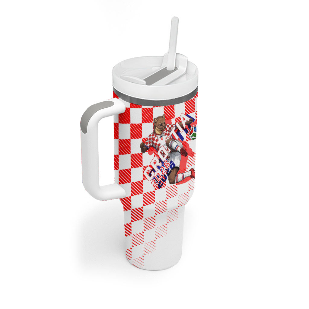 Personalized Croatia Soccer 2026 Tumbler With Handle Funa Zlatica Football Mascot - Sahovnica Croatian Checkerboard