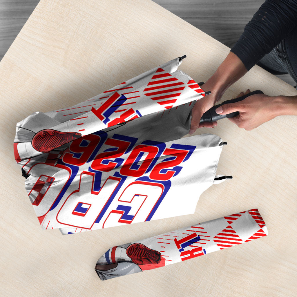 Personalized Croatia Soccer 2026 Umbrella Funa Zlatica Football Mascot - Sahovnica Croatian Checkerboard