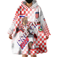 Personalized Croatia Soccer 2026 Wearable Blanket Hoodie Funa Zlatica Football Mascot - Sahovnica Croatian Checkerboard