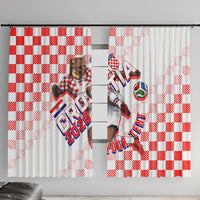 Personalized Croatia Soccer 2026 Window Curtain Funa Zlatica Football Mascot - Sahovnica Croatian Checkerboard