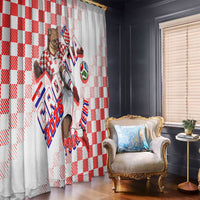Personalized Croatia Soccer 2026 Window Curtain Funa Zlatica Football Mascot - Sahovnica Croatian Checkerboard