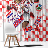 Personalized Croatia Soccer 2026 Window Curtain Funa Zlatica Football Mascot - Sahovnica Croatian Checkerboard