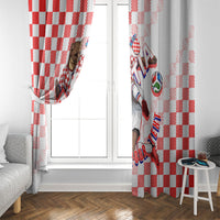 Personalized Croatia Soccer 2026 Window Curtain Funa Zlatica Football Mascot - Sahovnica Croatian Checkerboard