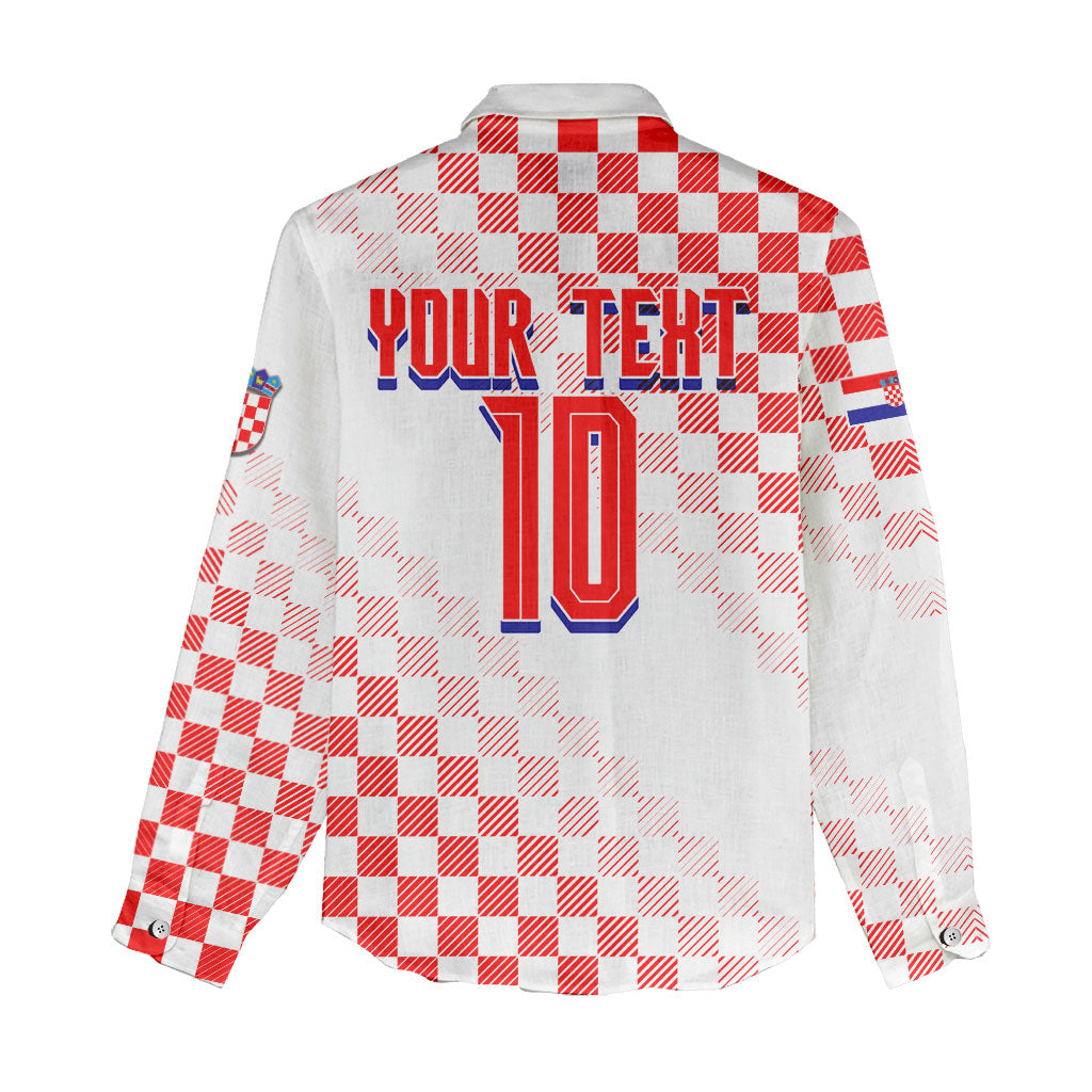 Personalized Croatia Soccer 2026 Women Casual Shirt Funa Zlatica Football Mascot - Sahovnica Croatian Checkerboard