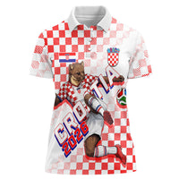Personalized Croatia Soccer 2026 Women Polo Shirt Funa Zlatica Football Mascot - Sahovnica Croatian Checkerboard
