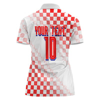 Personalized Croatia Soccer 2026 Women Polo Shirt Funa Zlatica Football Mascot - Sahovnica Croatian Checkerboard
