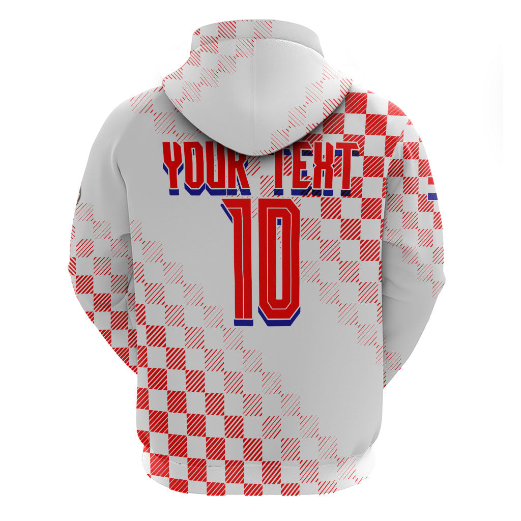Personalized Croatia Soccer 2026 Zip Hoodie Funa Zlatica Football Mascot - Sahovnica Croatian Checkerboard
