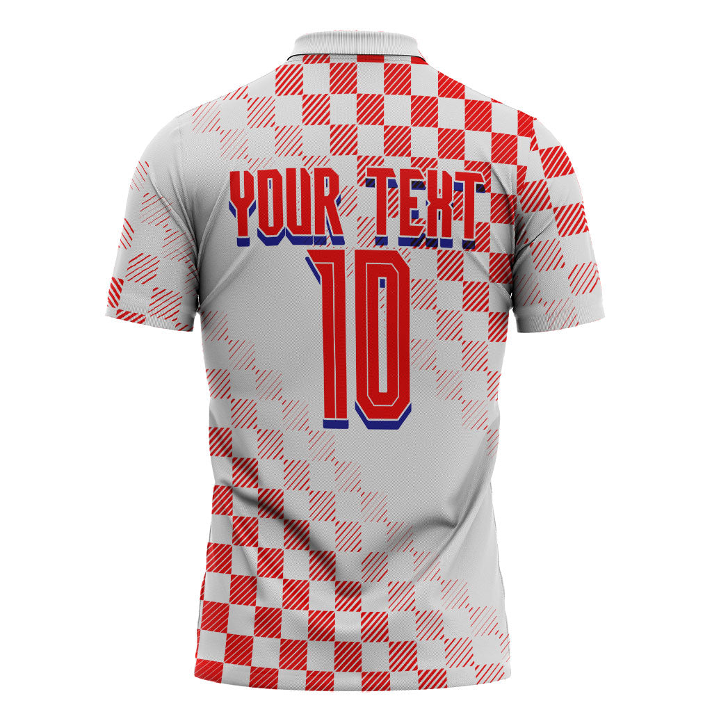 Personalized Croatia Soccer 2026 Zipper Polo Shirt Funa Zlatica Football Mascot - Sahovnica Croatian Checkerboard