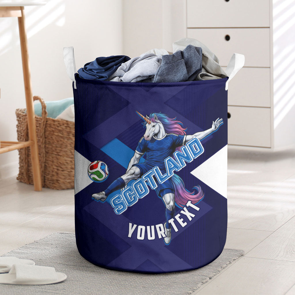 Personalized Scotland Unicorn Football Laundry Basket Scottish National Soccer Team - St Andrew's Cross - Vibrant Fantasy Mascot