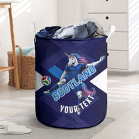Personalized Scotland Unicorn Football Laundry Basket Scottish National Soccer Team - St Andrew's Cross - Vibrant Fantasy Mascot