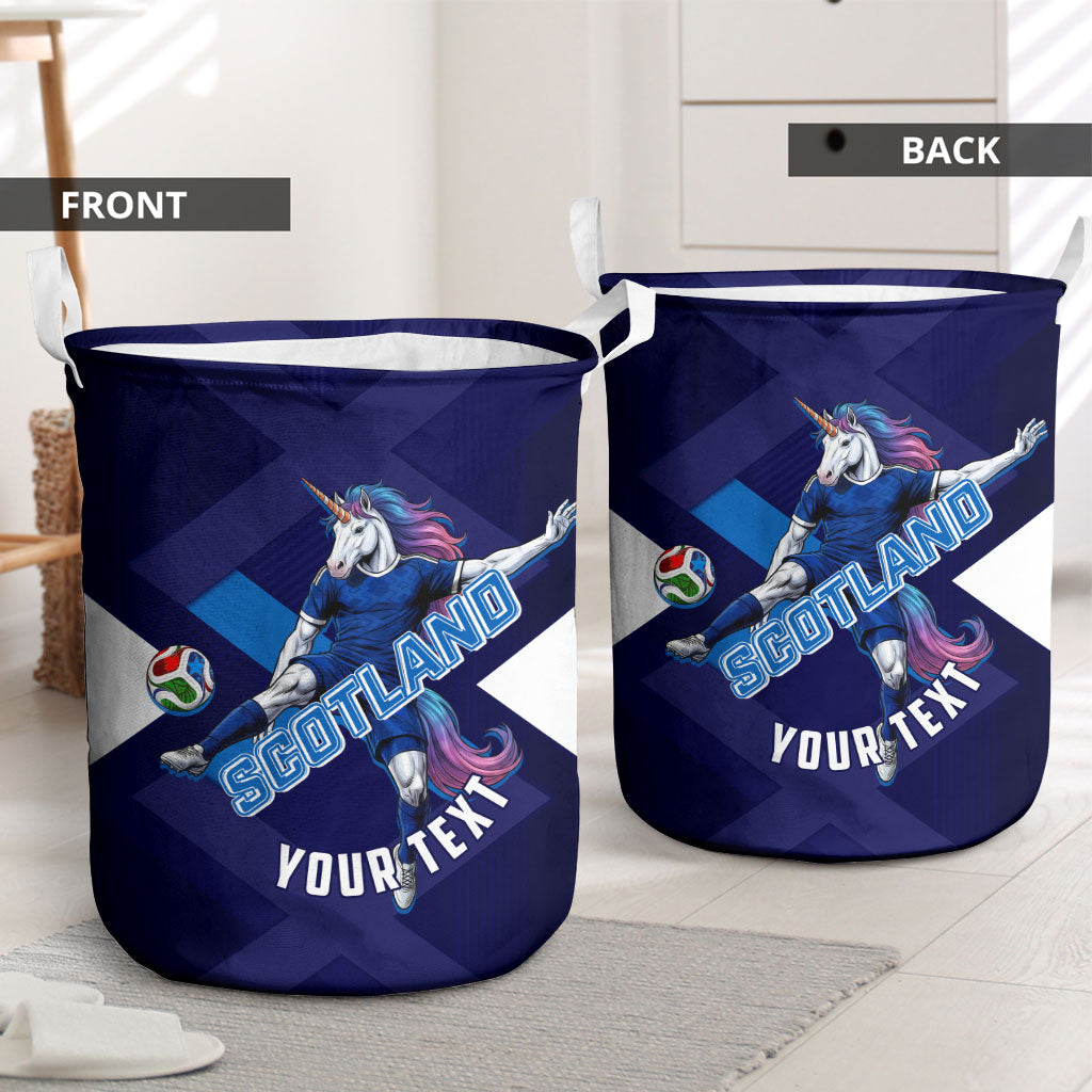 Personalized Scotland Unicorn Football Laundry Basket Scottish National Soccer Team - St Andrew's Cross - Vibrant Fantasy Mascot
