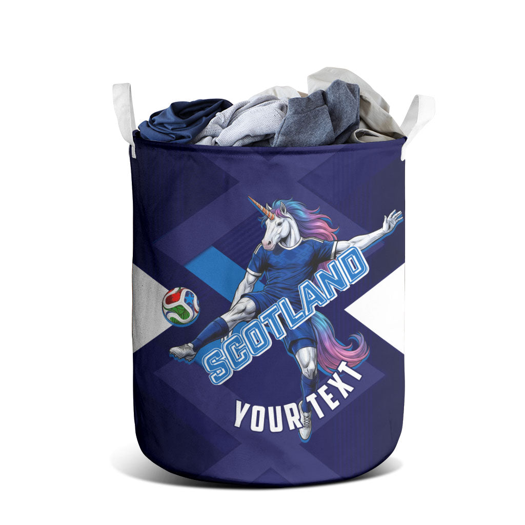 Personalized Scotland Unicorn Football Laundry Basket Scottish National Soccer Team - St Andrew's Cross - Vibrant Fantasy Mascot