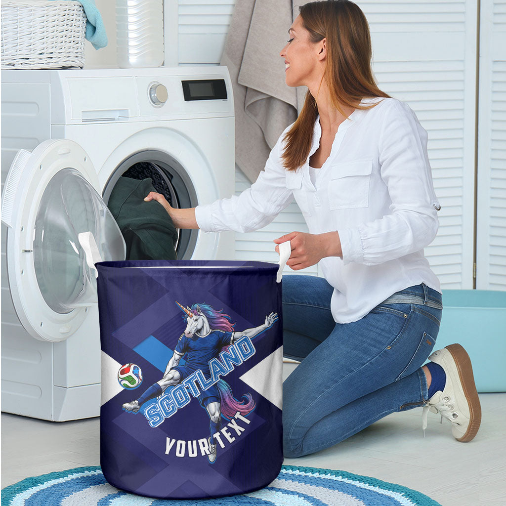 Personalized Scotland Unicorn Football Laundry Basket Scottish National Soccer Team - St Andrew's Cross - Vibrant Fantasy Mascot