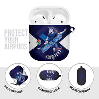 Personalized Scotland Unicorn Football AirPods Case Scottish National Soccer Team - St Andrew's Cross - Vibrant Fantasy Mascot