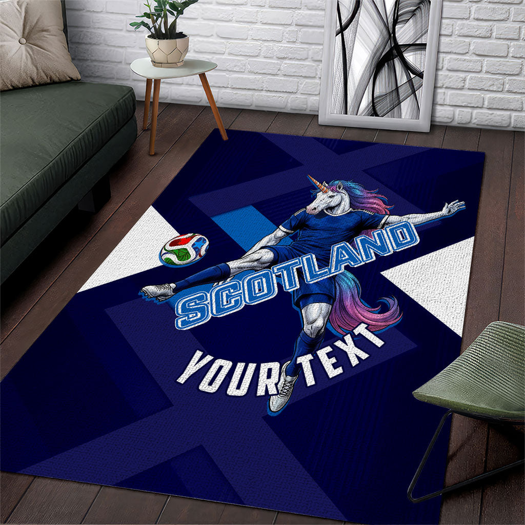 Personalized Scotland Unicorn Football Area Rug Scottish National Soccer Team - St Andrew's Cross - Vibrant Fantasy Mascot