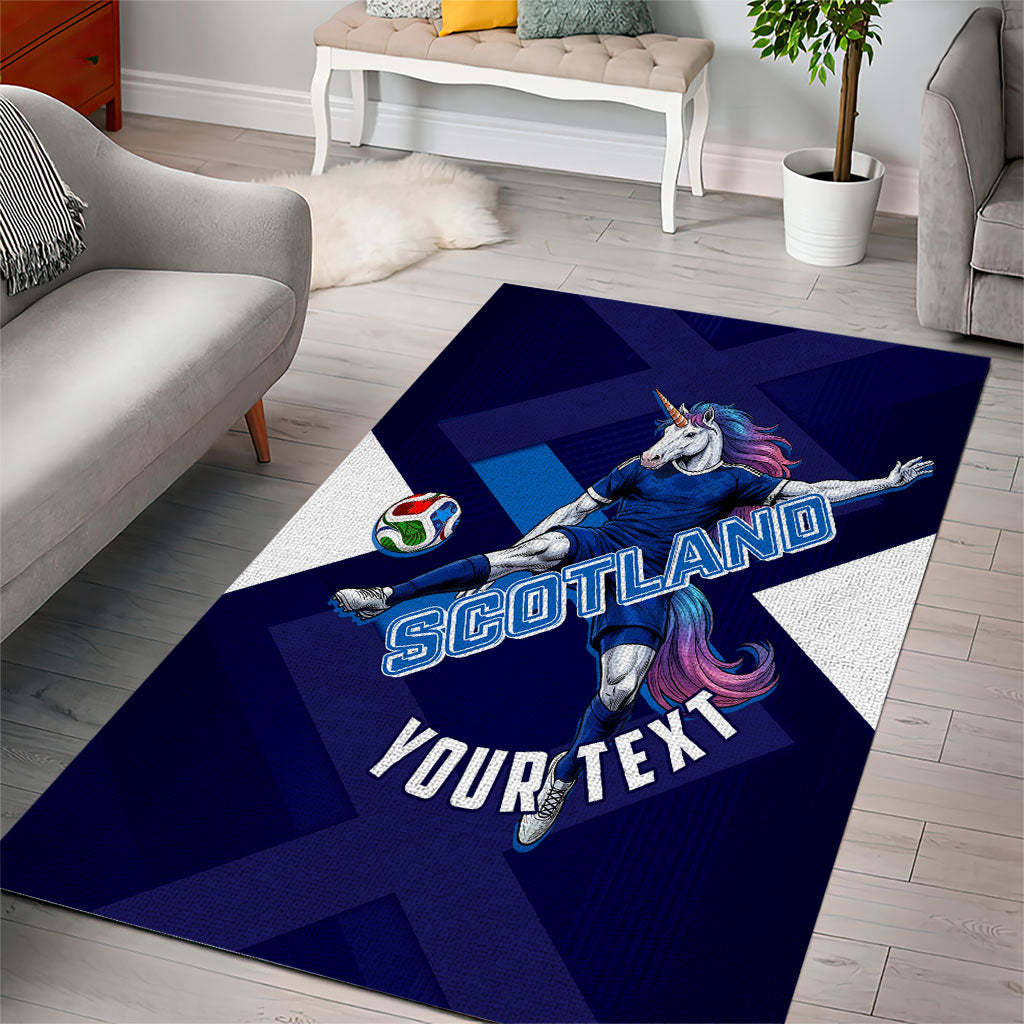 Personalized Scotland Unicorn Football Area Rug Scottish National Soccer Team - St Andrew's Cross - Vibrant Fantasy Mascot