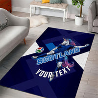 Personalized Scotland Unicorn Football Area Rug Scottish National Soccer Team - St Andrew's Cross - Vibrant Fantasy Mascot