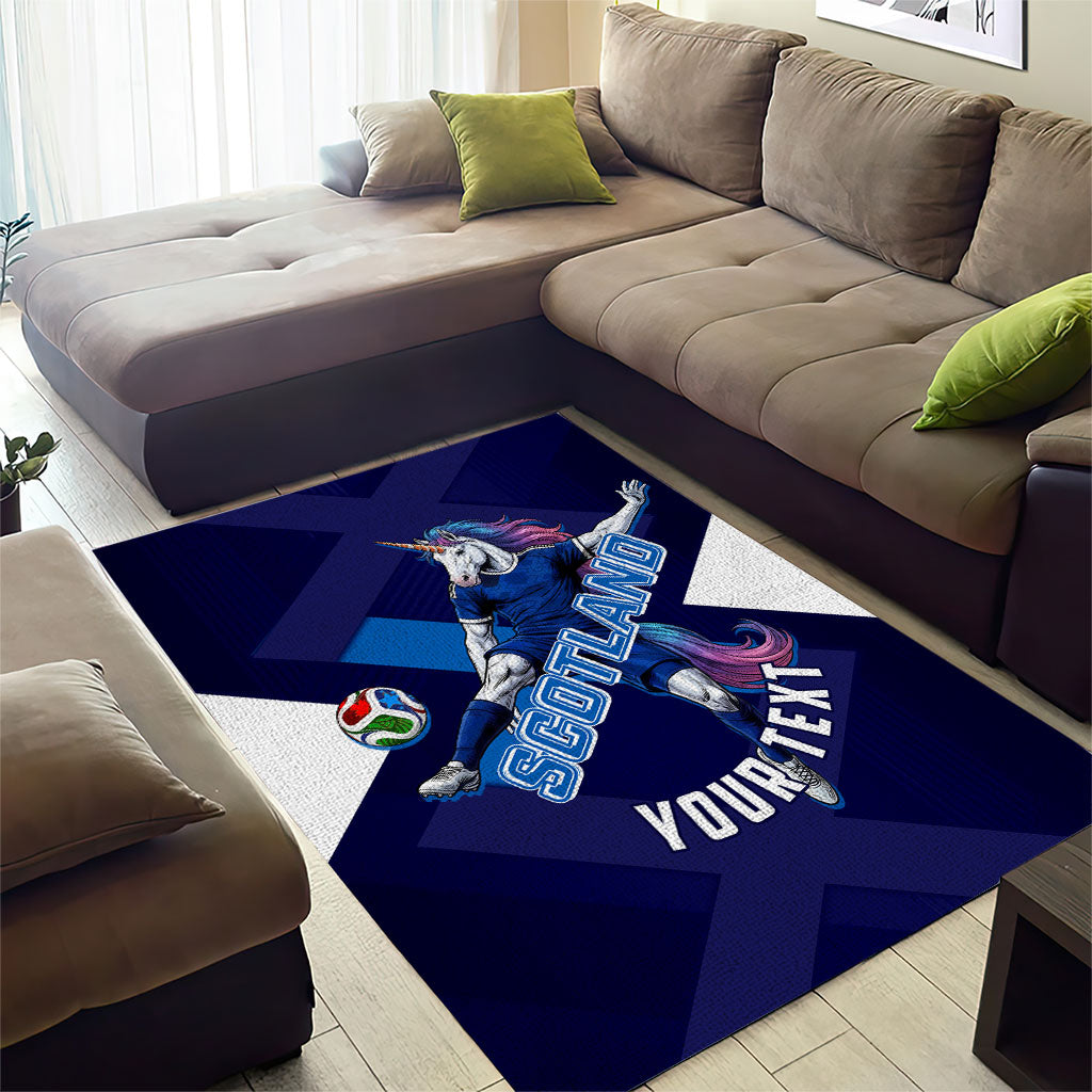 Personalized Scotland Unicorn Football Area Rug Scottish National Soccer Team - St Andrew's Cross - Vibrant Fantasy Mascot
