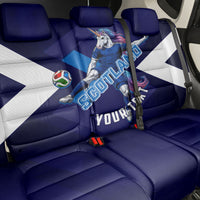 Personalized Scotland Unicorn Football Back Car Seat Cover Scottish National Soccer Team - St Andrew's Cross - Vibrant Fantasy Mascot