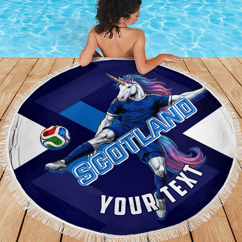Personalized Scotland Unicorn Football Beach Blanket Scottish National Soccer Team - St Andrew's Cross - Vibrant Fantasy Mascot