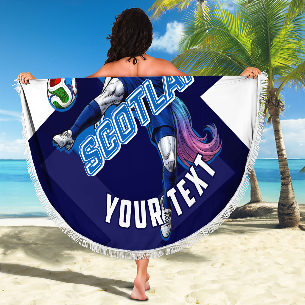 Personalized Scotland Unicorn Football Beach Blanket Scottish National Soccer Team - St Andrew's Cross - Vibrant Fantasy Mascot
