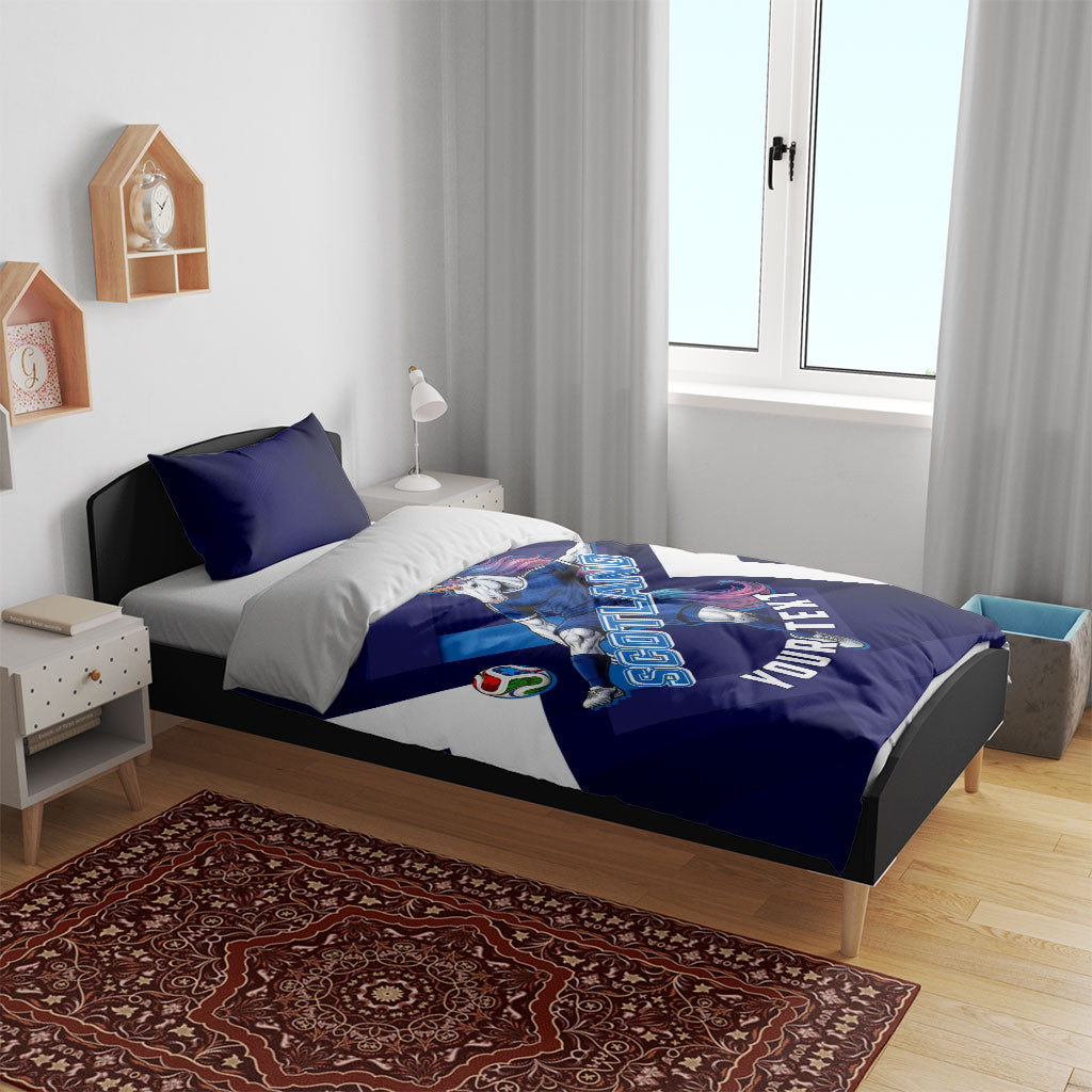 Personalized Scotland Unicorn Football Bedding Set Scottish National Soccer Team - St Andrew's Cross - Vibrant Fantasy Mascot