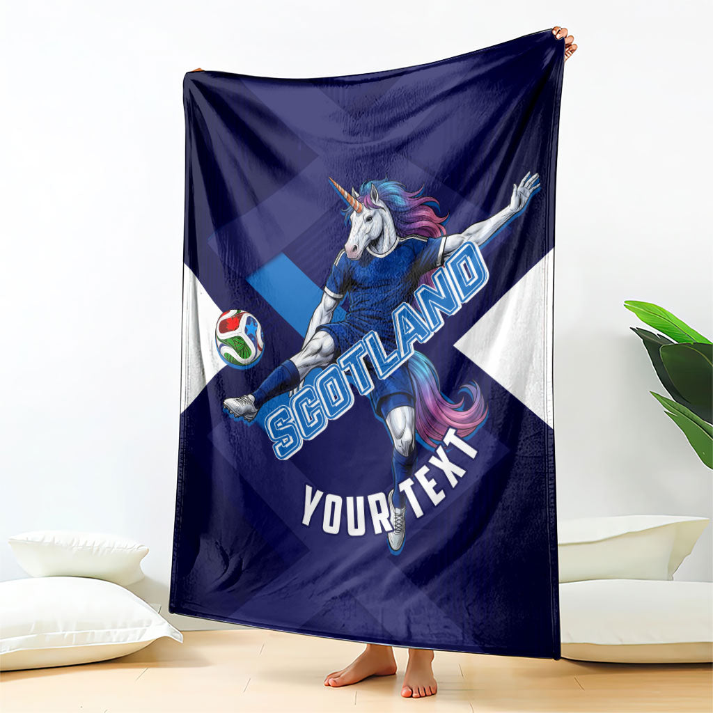 Personalized Scotland Unicorn Football Blanket Scottish National Soccer Team - St Andrew's Cross - Vibrant Fantasy Mascot
