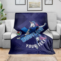 Personalized Scotland Unicorn Football Blanket Scottish National Soccer Team - St Andrew's Cross - Vibrant Fantasy Mascot